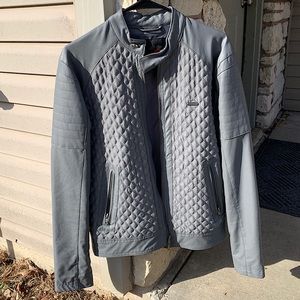 GUESS Men’s Leather Jacket Gray